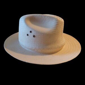 VTG Country Gentleman Lite Straw Hat Mens L Made USA Water Resistant Natural